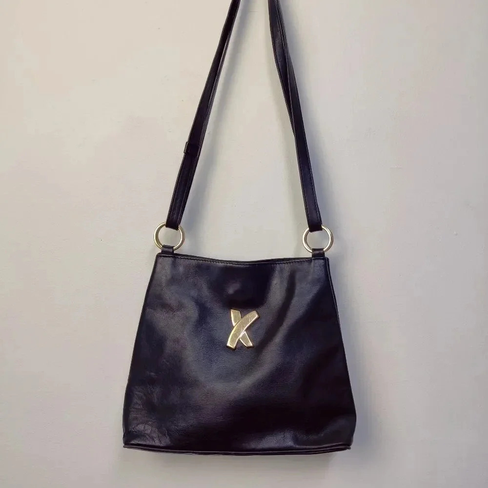 Paloma Picasso vintage black leather shoulder bag - Picture 3 of 16